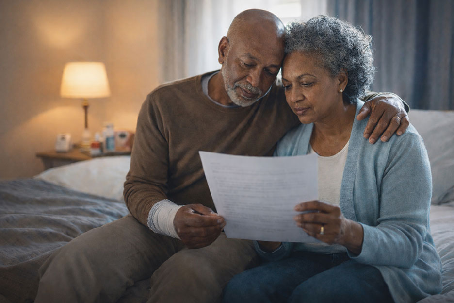 Living-Benefits-Couple-reviewing-a-life-isurance-document