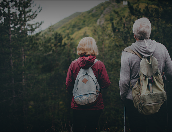 Retired couple enjoying national park